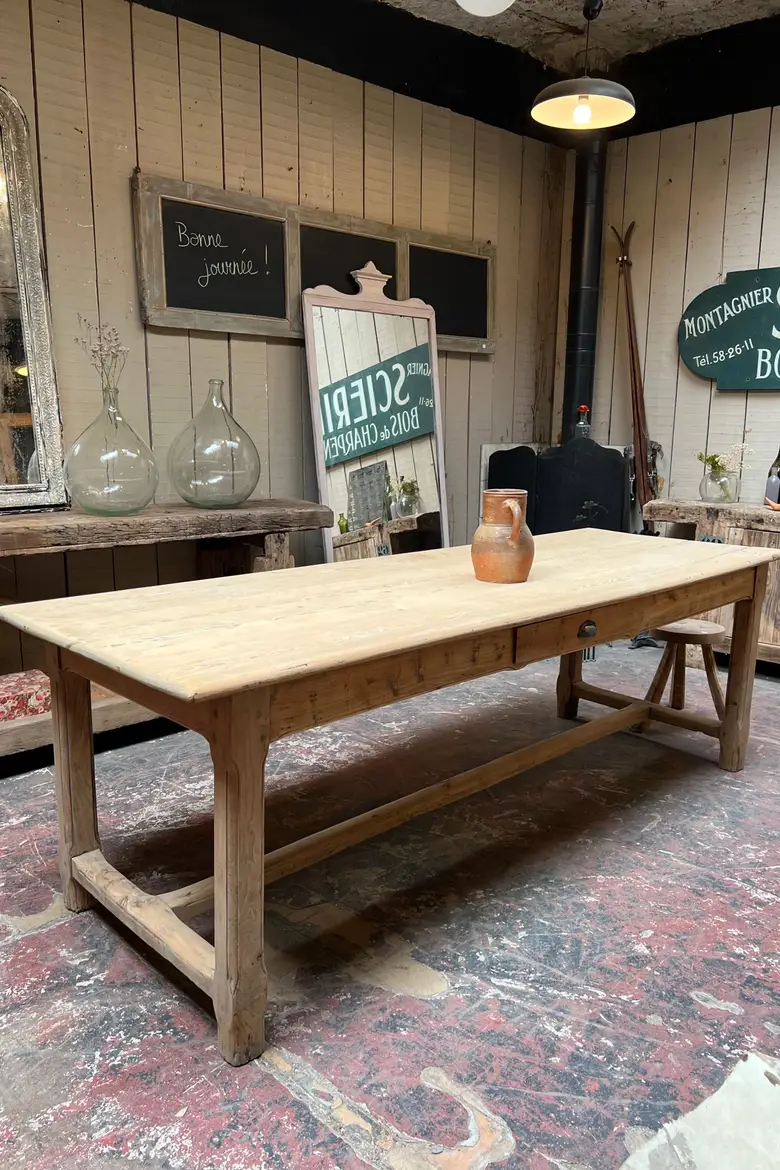 Table de ferme en sapin Début XXème