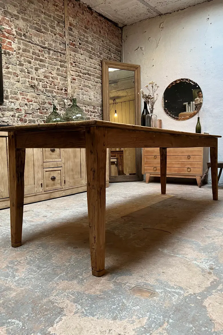 Table de ferme en sapin Début XXème