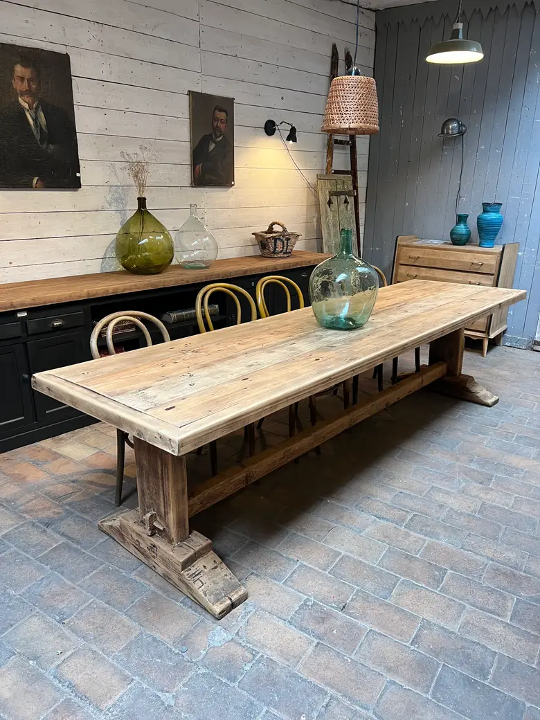Table de ferme en sapin Début XXème