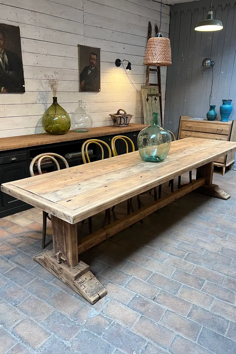 Table de ferme en sapin Début XXème