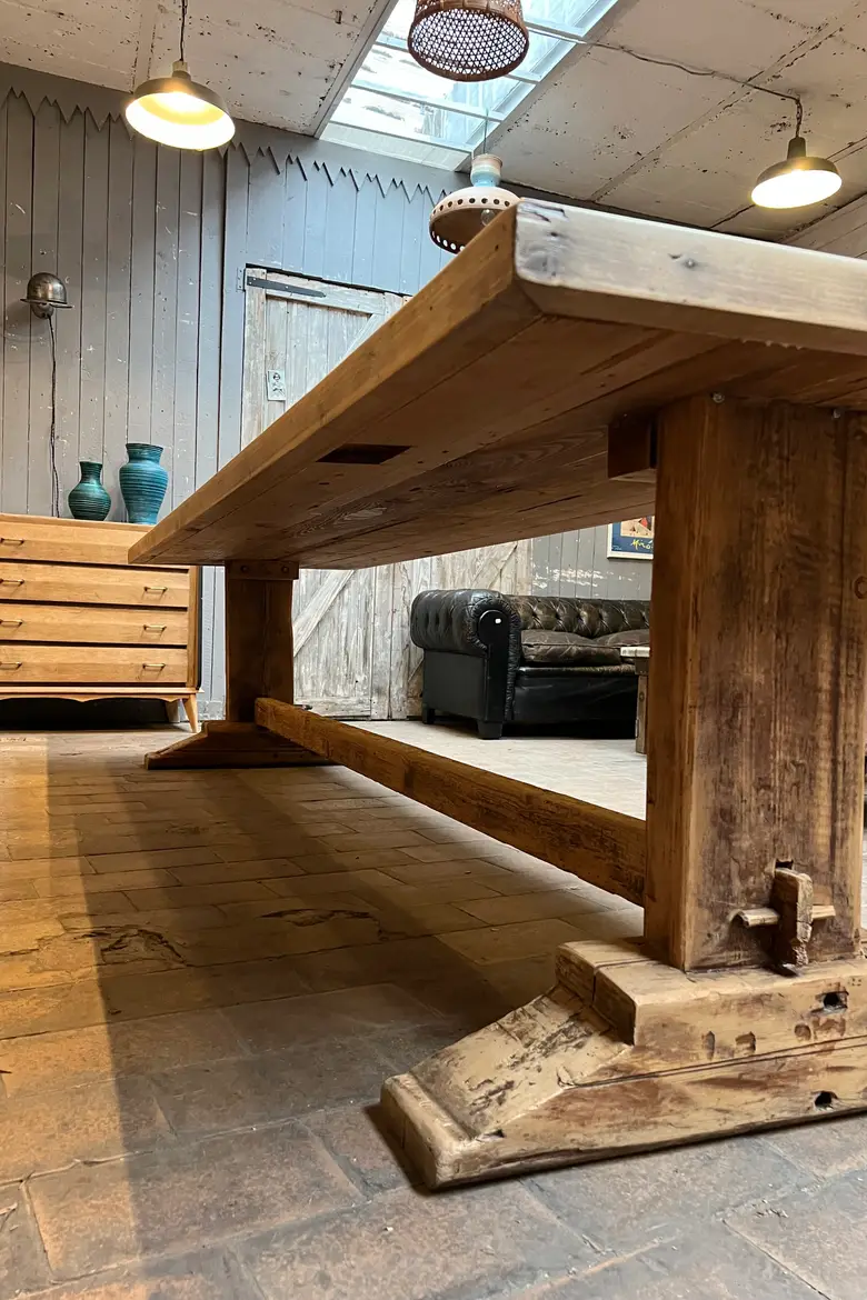 Table de ferme en sapin Début XXème