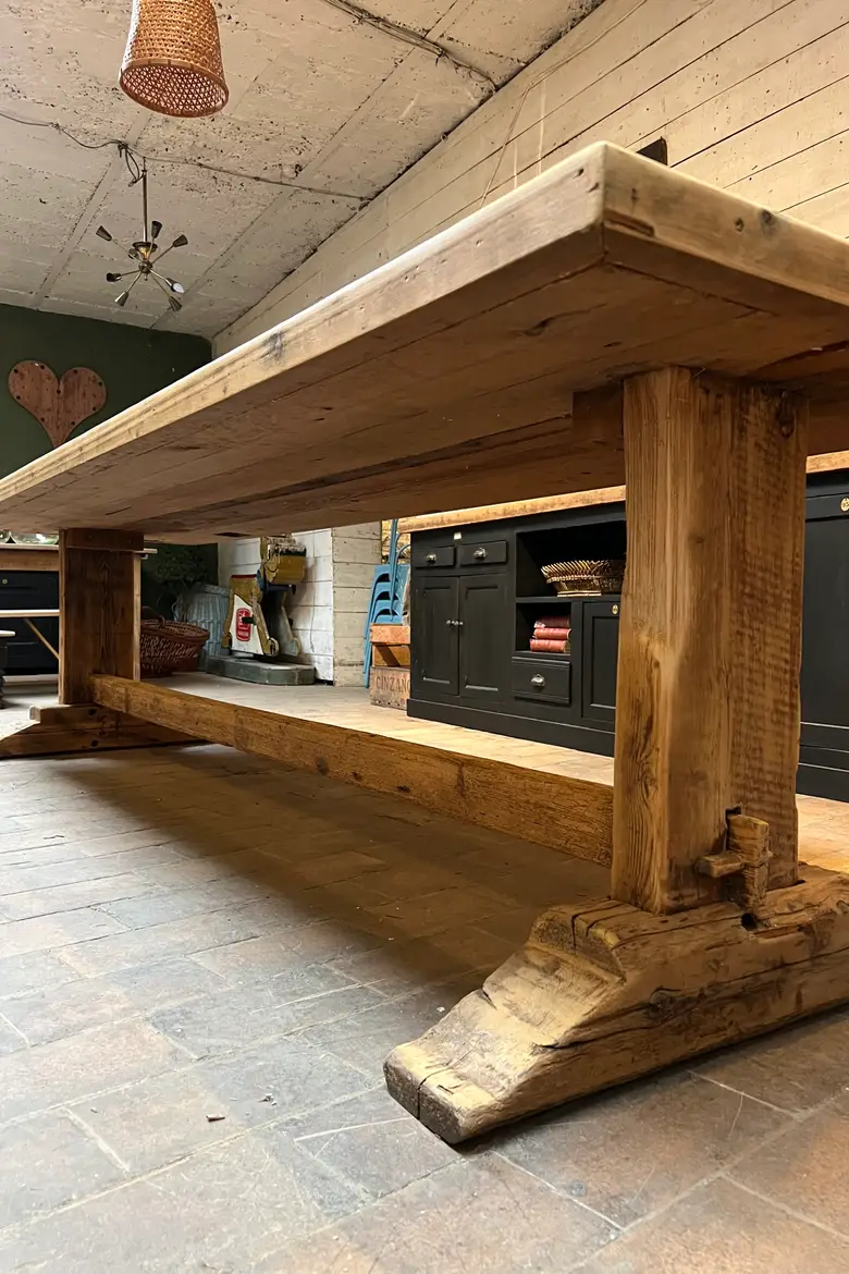 Table de ferme en sapin Début XXème