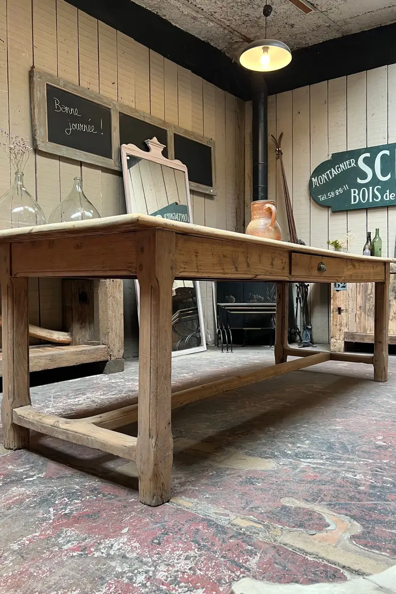 Table de ferme en sapin Début XXème