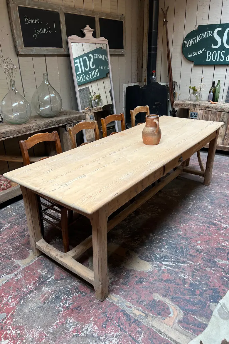 Table de ferme en sapin Début XXème