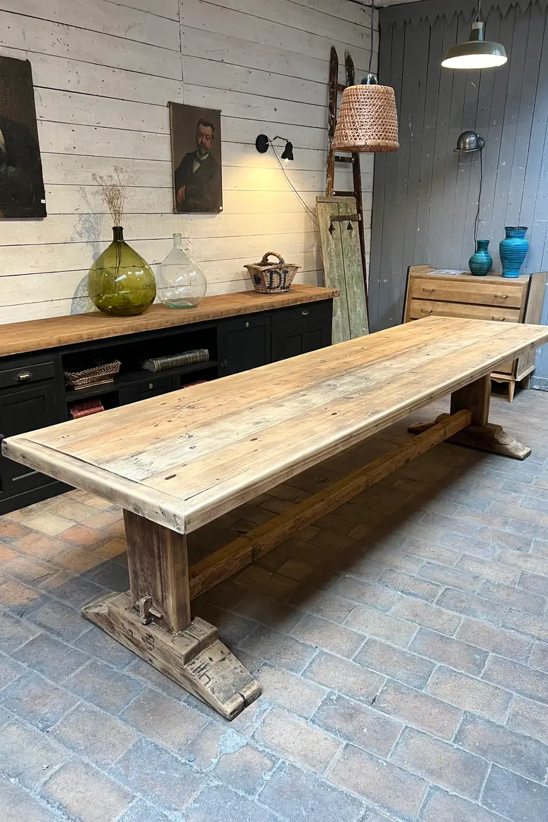Table de ferme en sapin Début XXème