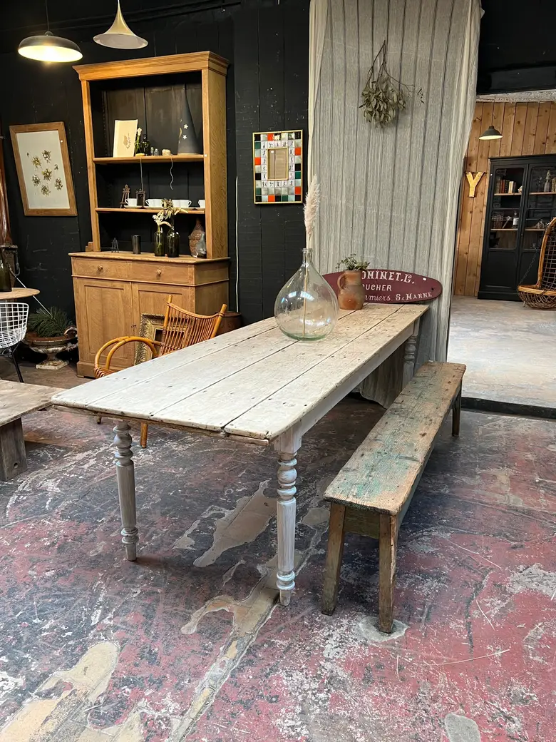 Table de ferme en sapin Début XXème