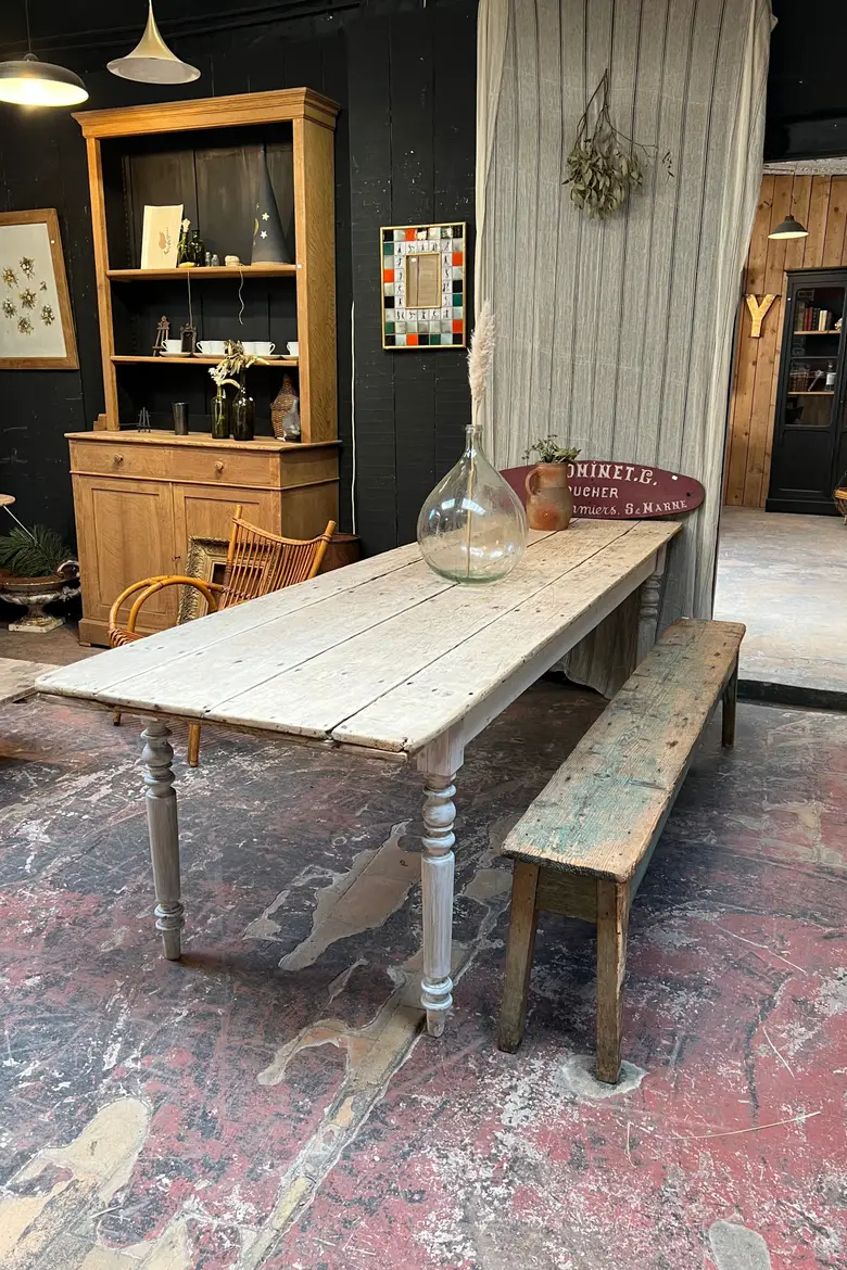 Table de ferme en sapin Début XXème