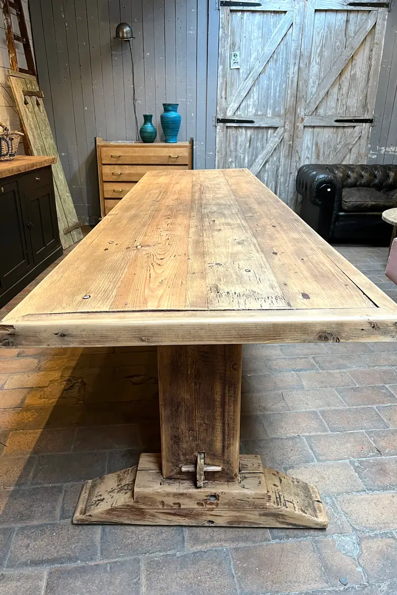 Table de ferme en sapin Début XXème