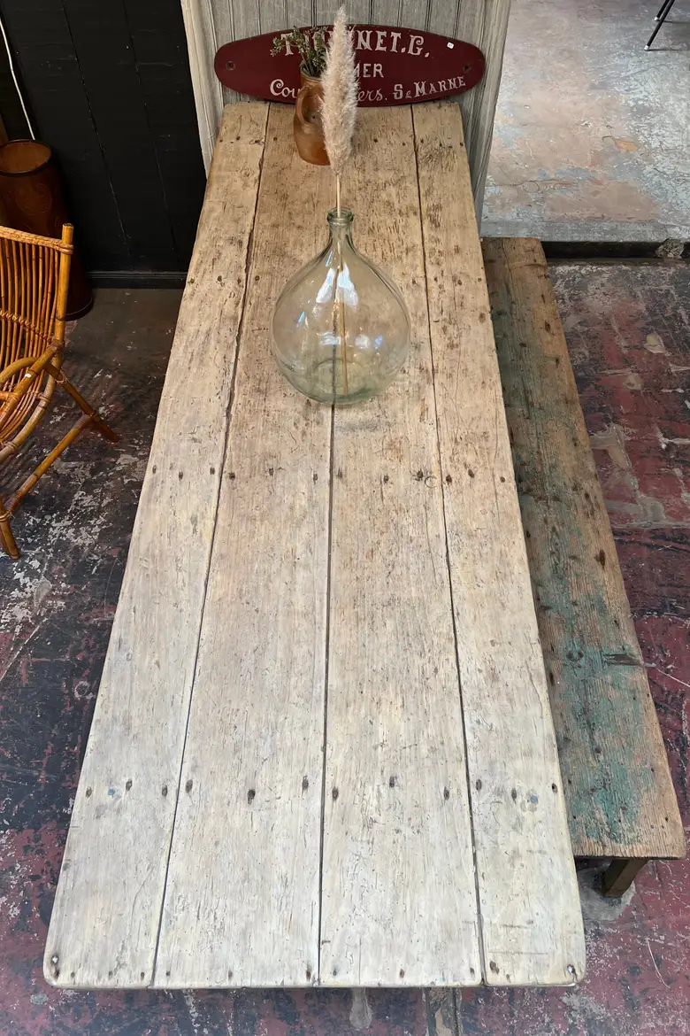 Table de ferme en sapin Début XXème