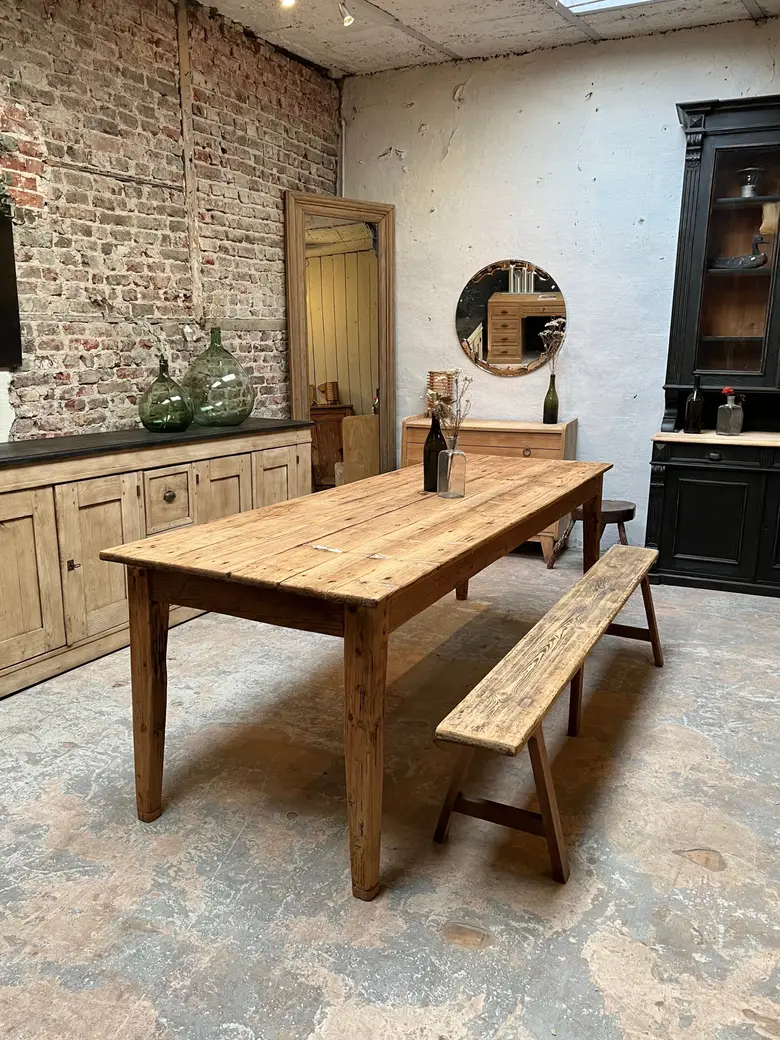 Table de ferme en sapin Début XXème