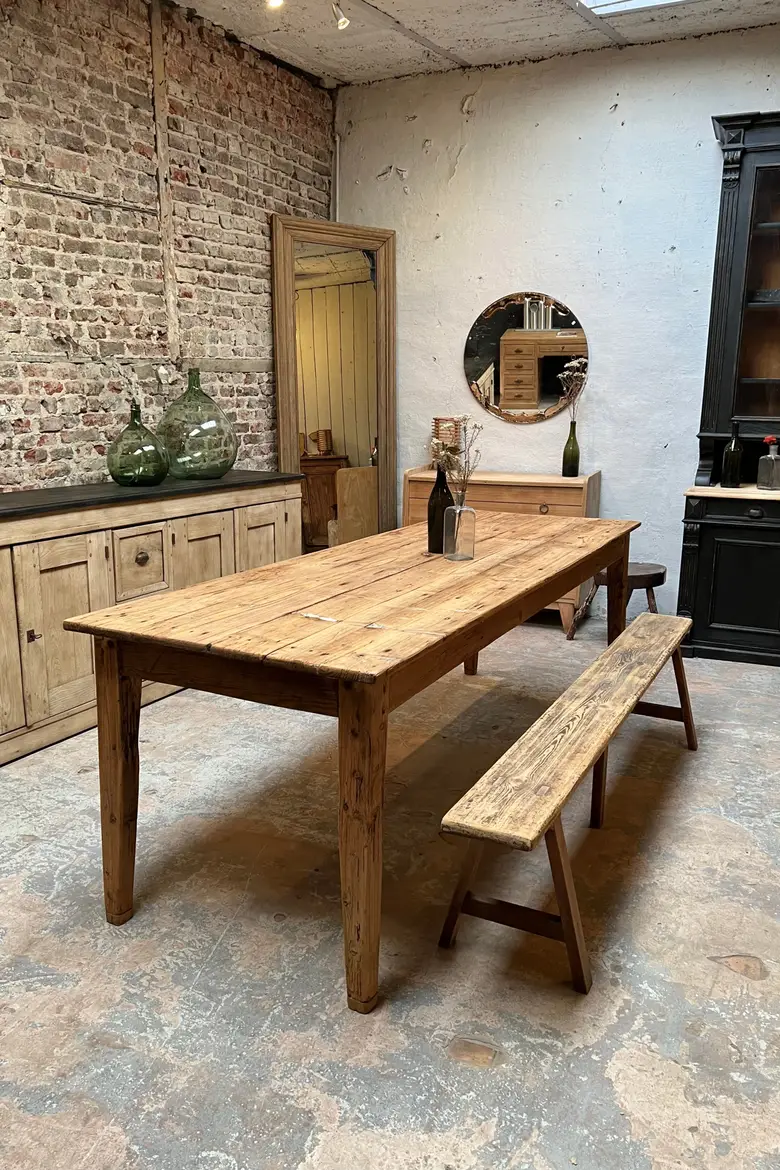 Table de ferme en sapin Début XXème