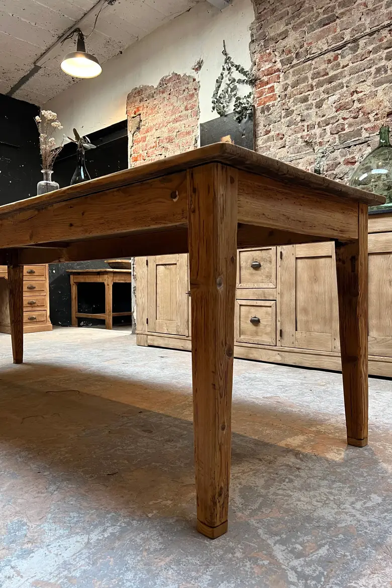 Table de ferme en sapin Début XXème