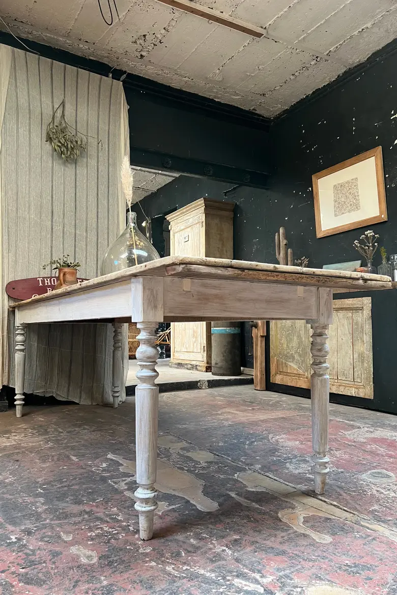 Table de ferme en sapin Début XXème