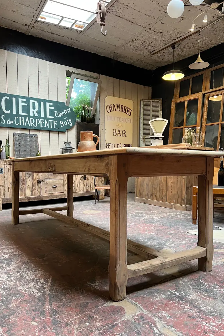 Table de ferme en sapin Début XXème