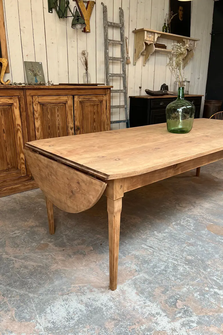 Table de ferme ovale en sapin à rallonges Début XXème