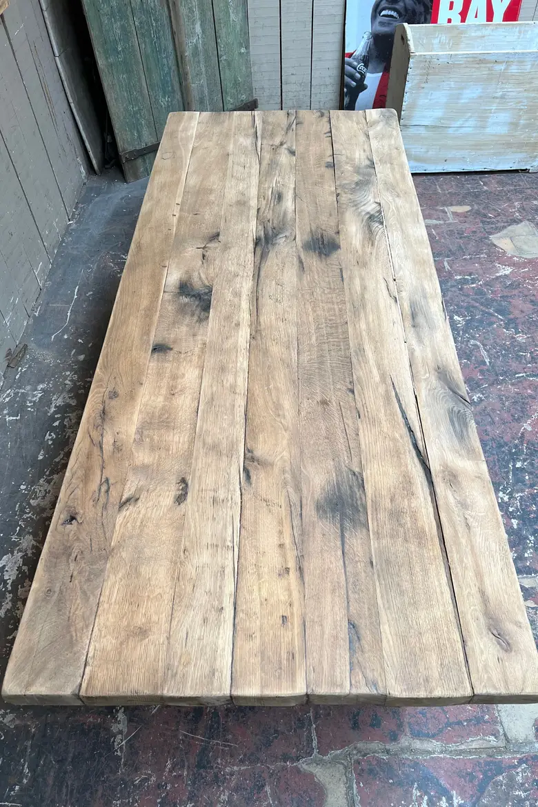 Table de ferme rustique en chêne Années 50