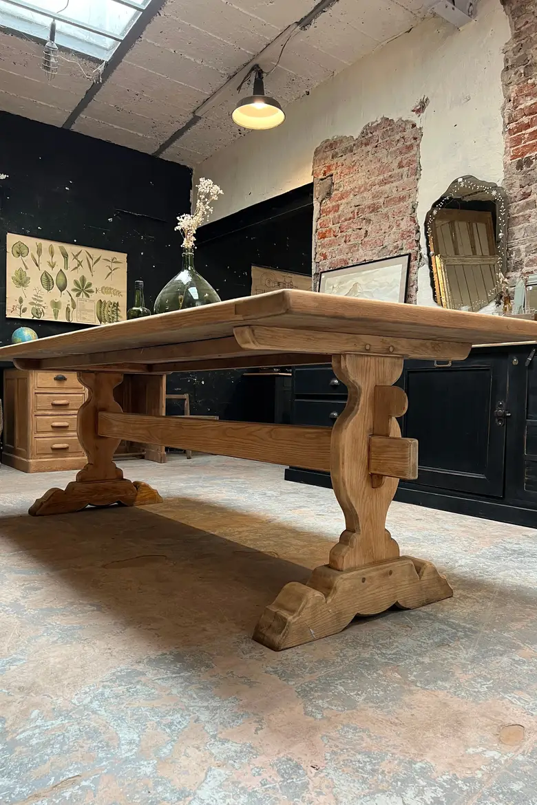 Table de monastère en chêne 1960