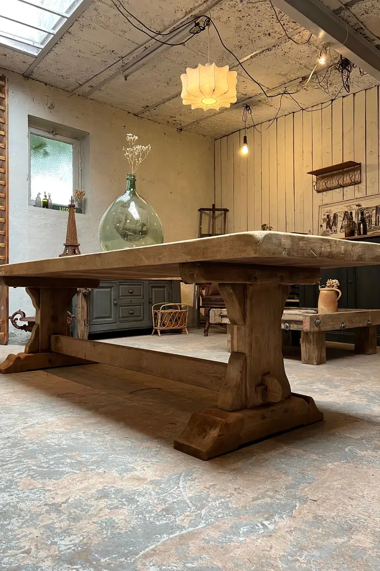 Table de monastère en chêne Début XXème
