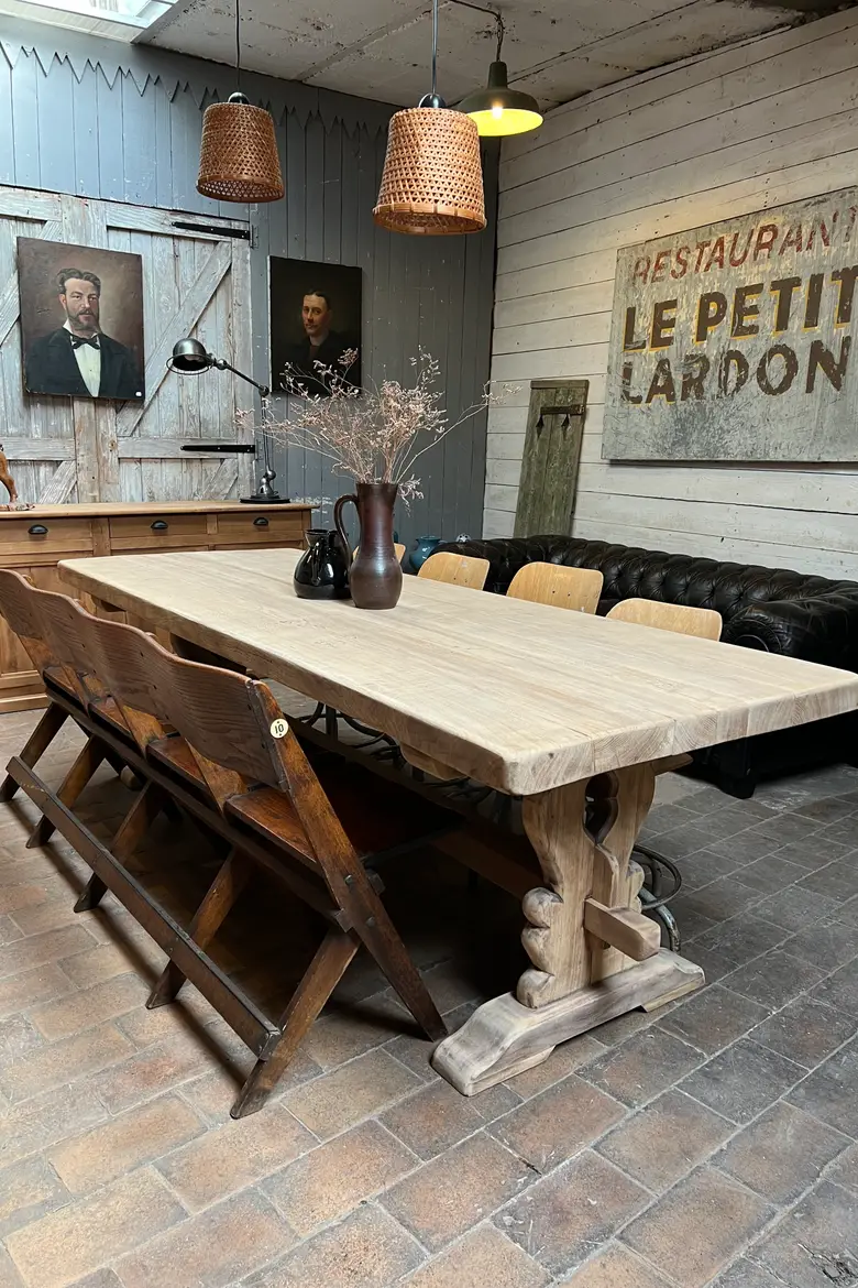 Table de monastère en chêne Début XXème