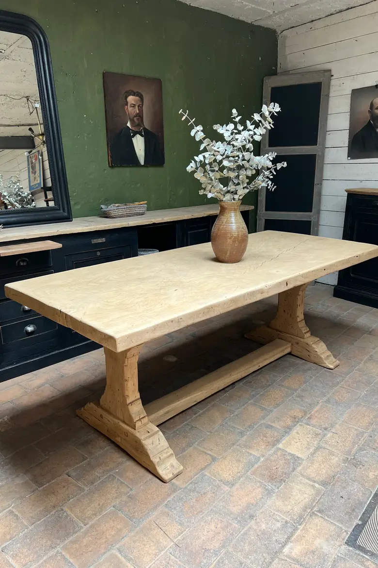 Table de monastère en orme et chêne Début XXème