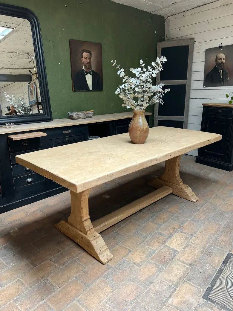 Table de monastère en orme et chêne Début XXème