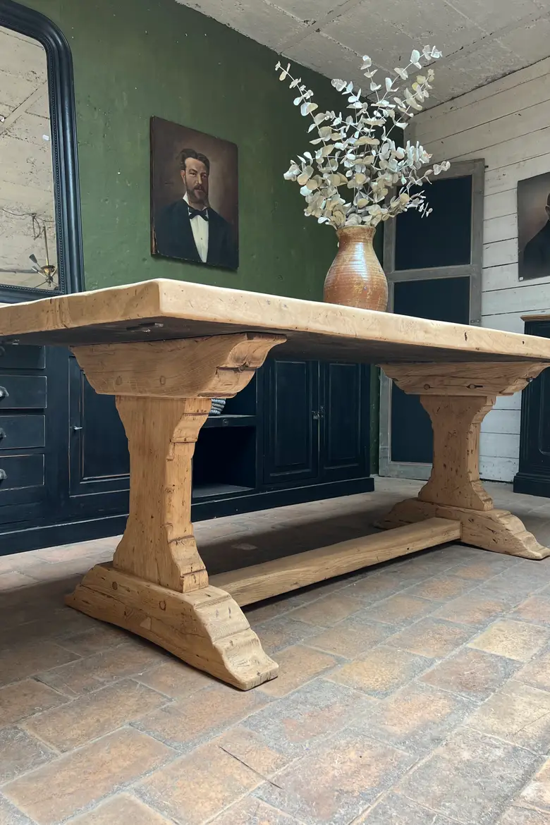 Table de monastère en orme et chêne Début XXème