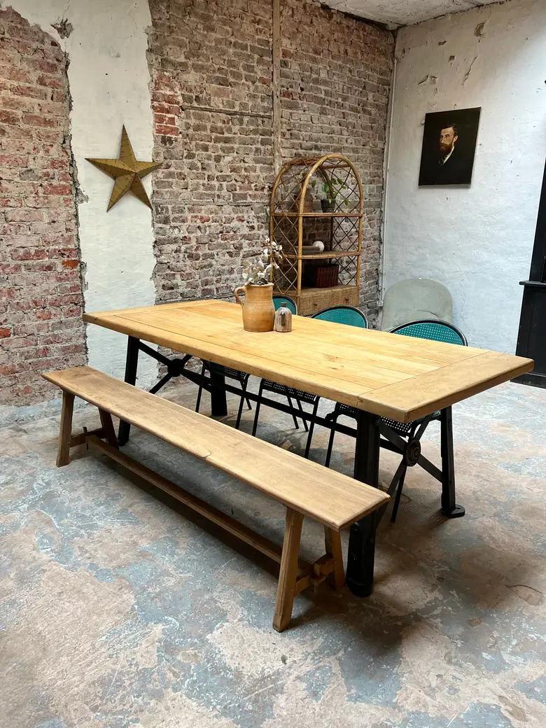 Table industrielle métal et bois