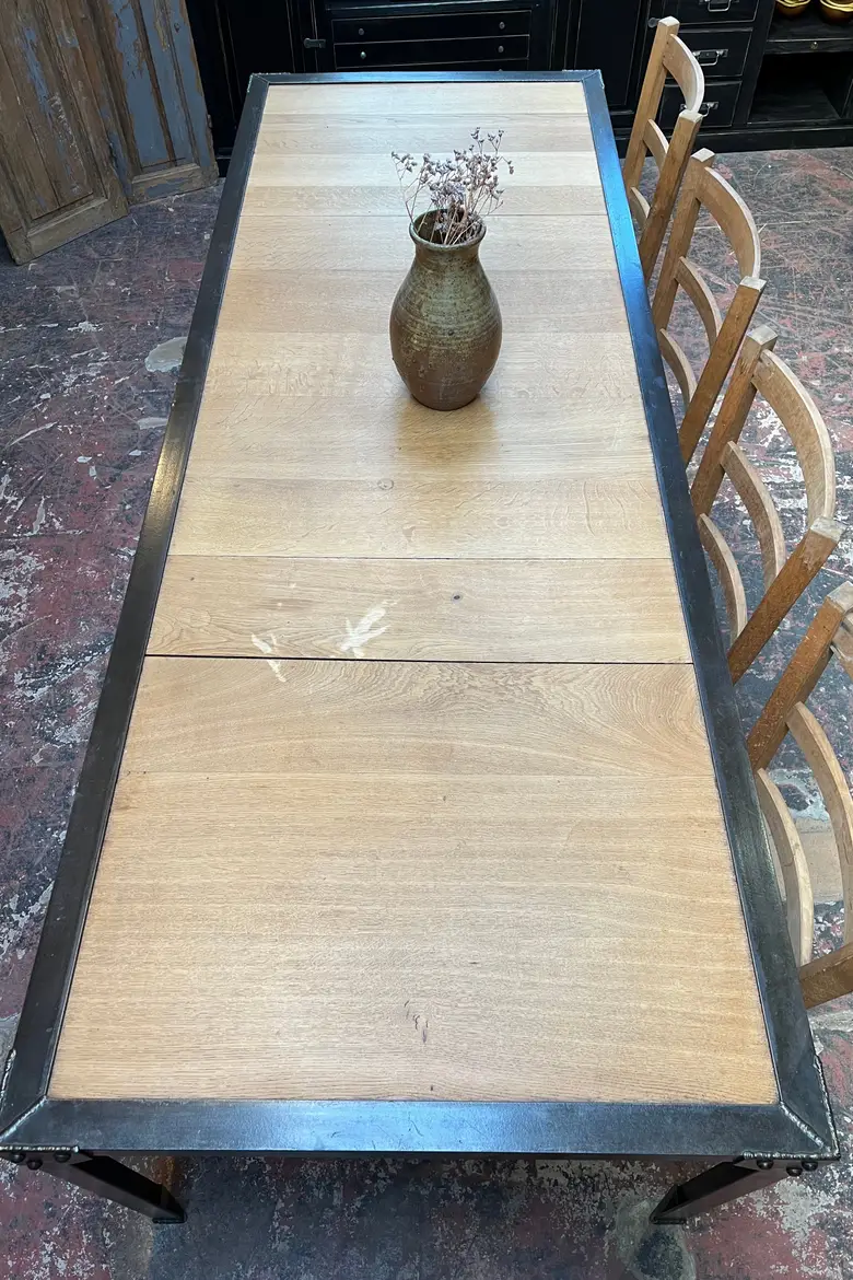 Table industrielle métal et bois