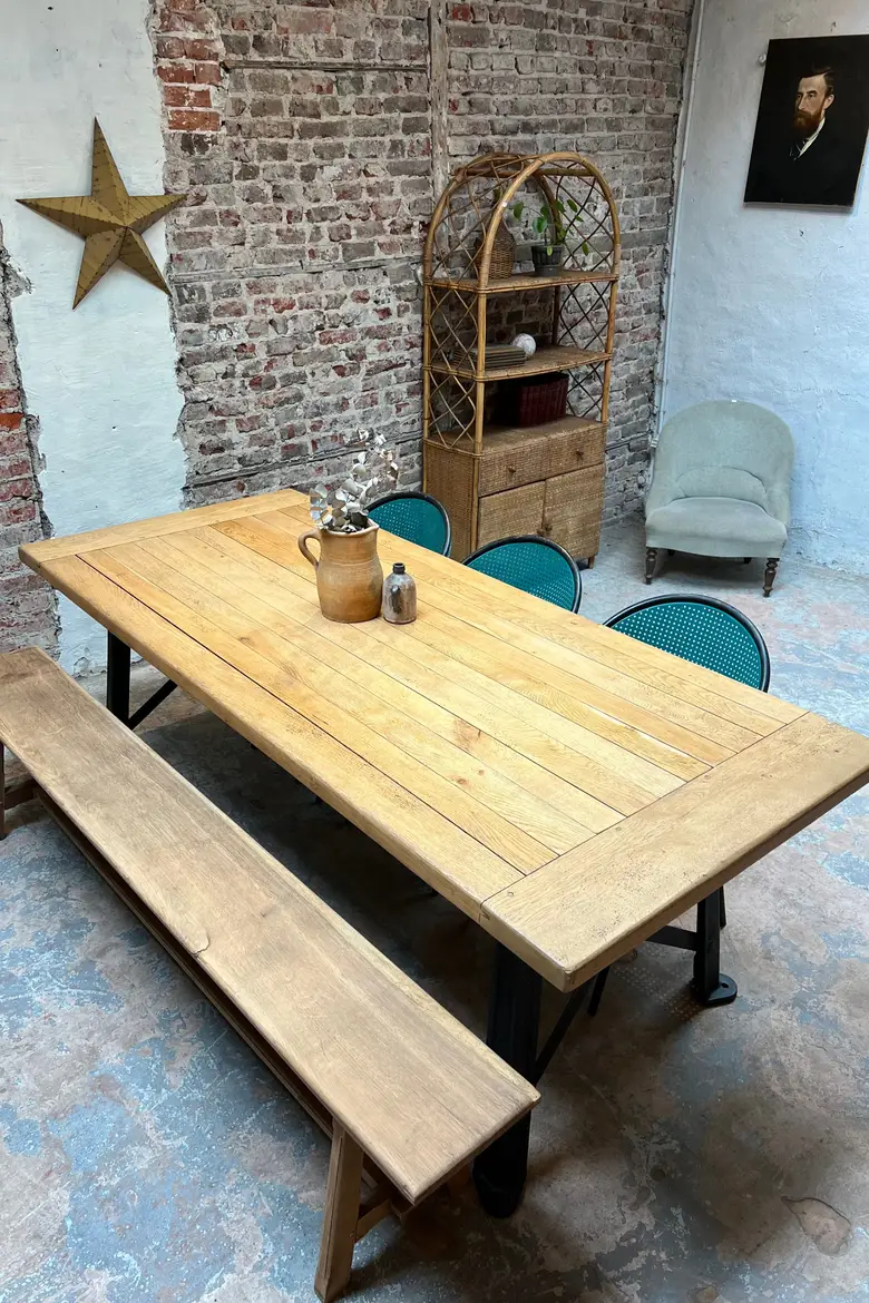 Table industrielle métal et bois