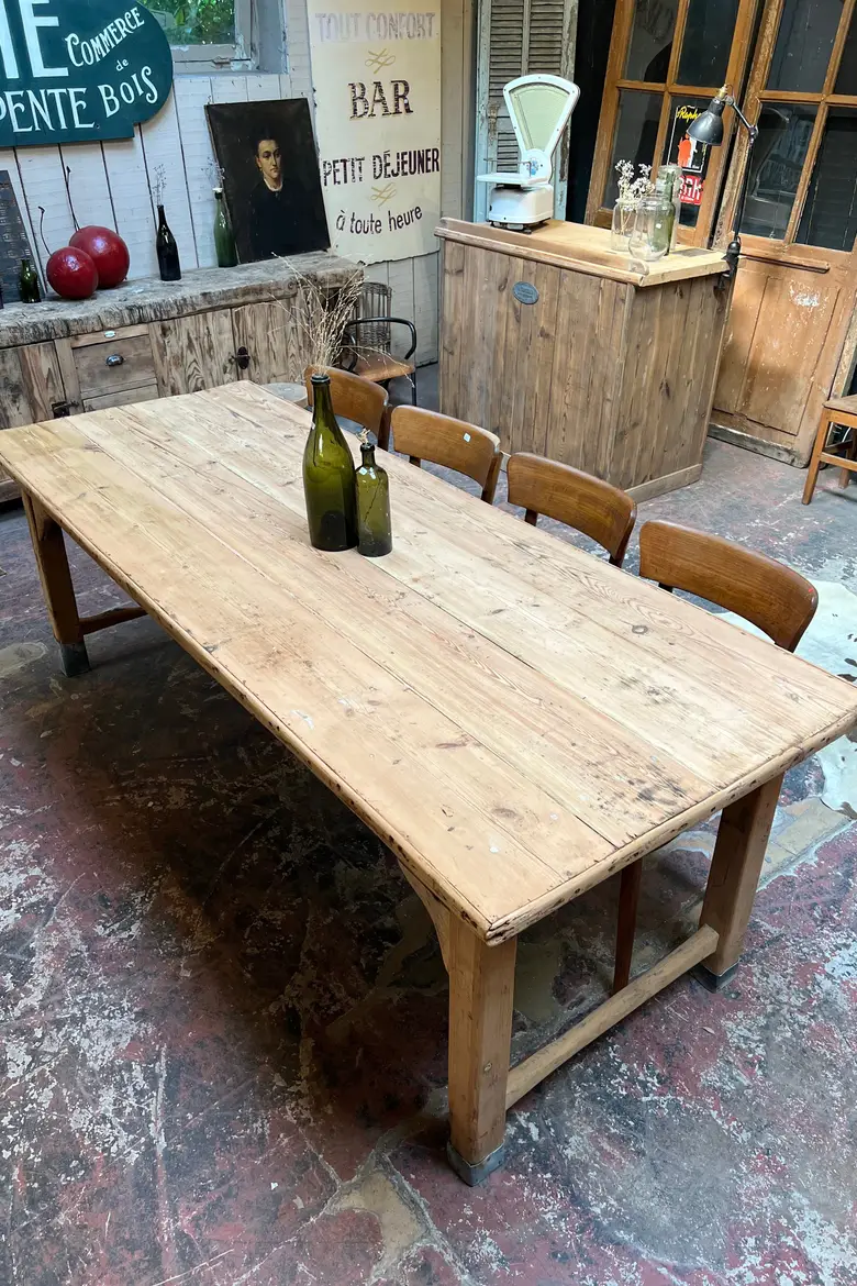 Table rustique en sapin Début XXème