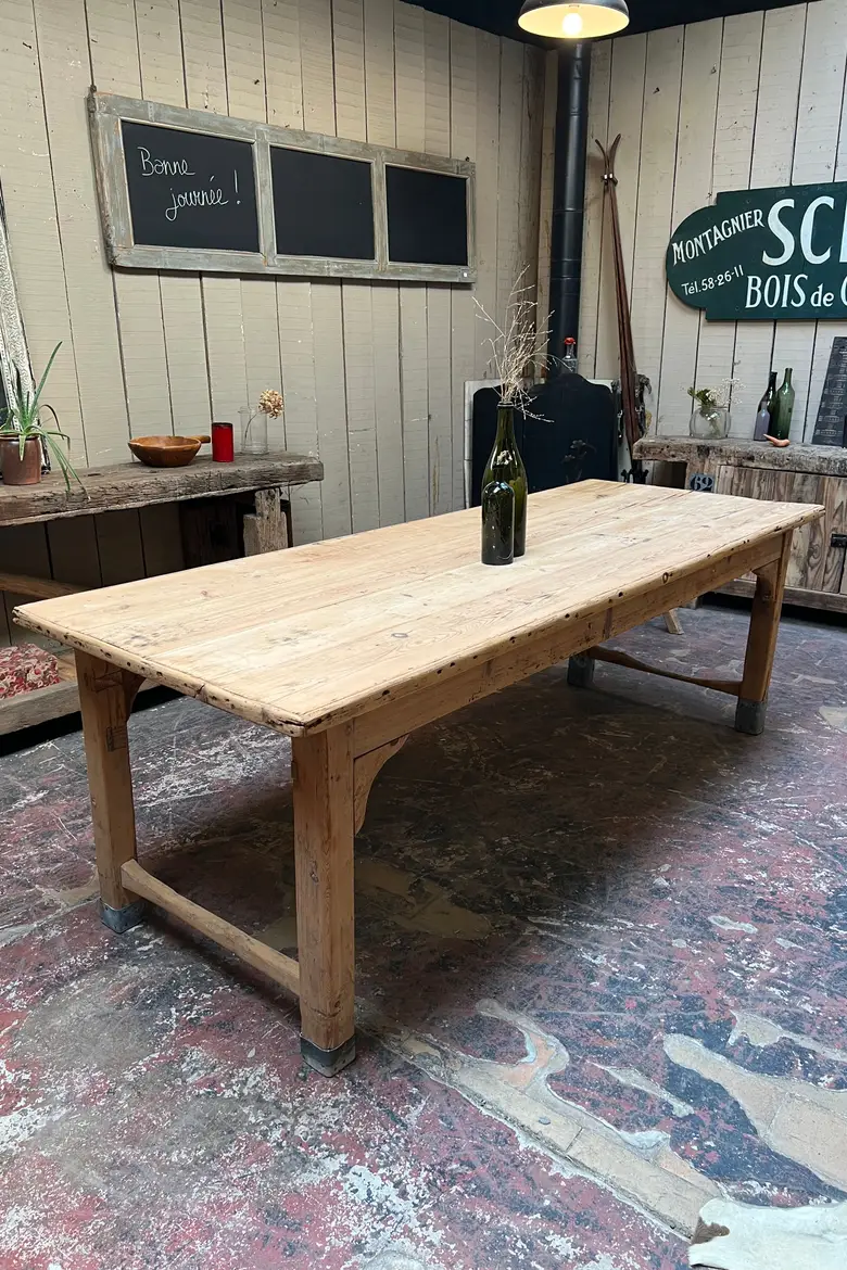 Table rustique en sapin Début XXème