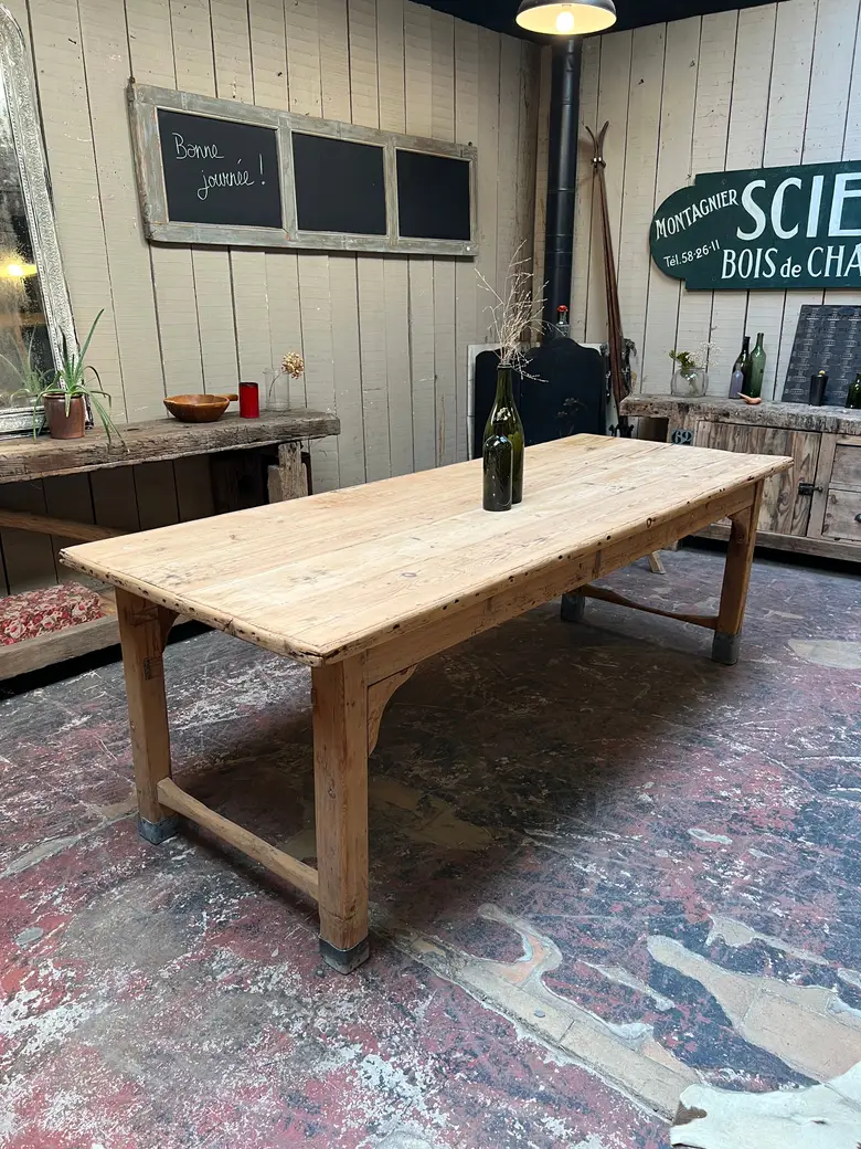 Table rustique en sapin Début XXème