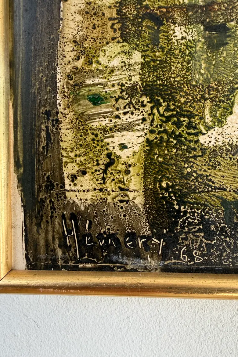 Tableau abstrait signé Hemery – 1968