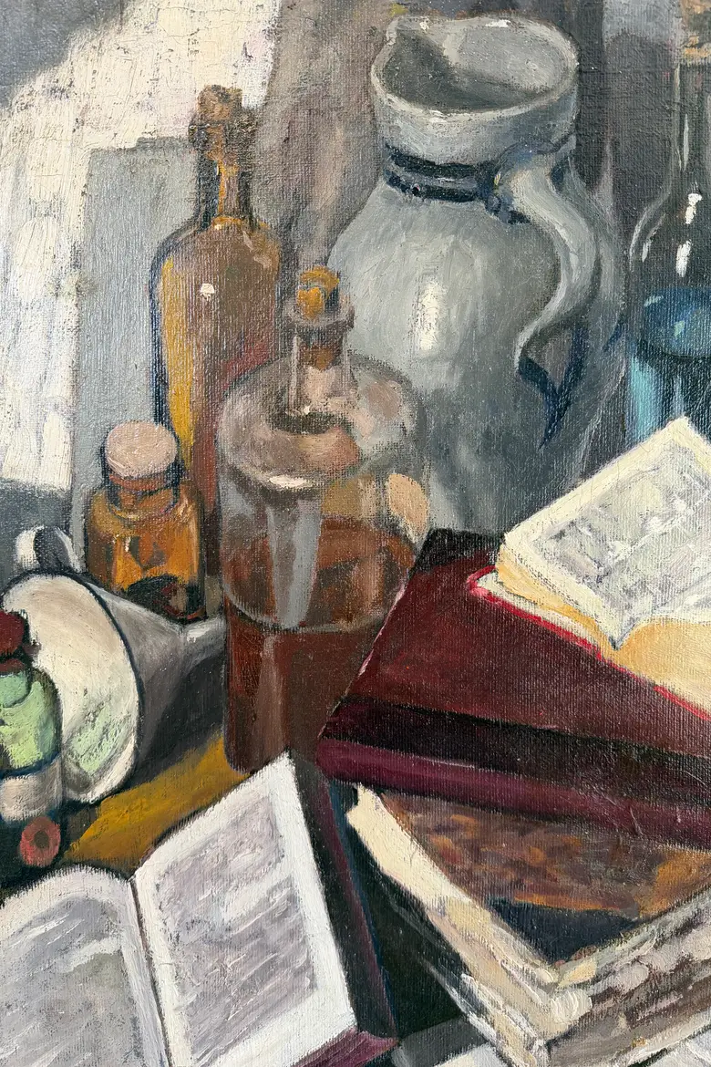 Tableau ancien – scène de laboratoire, 1902