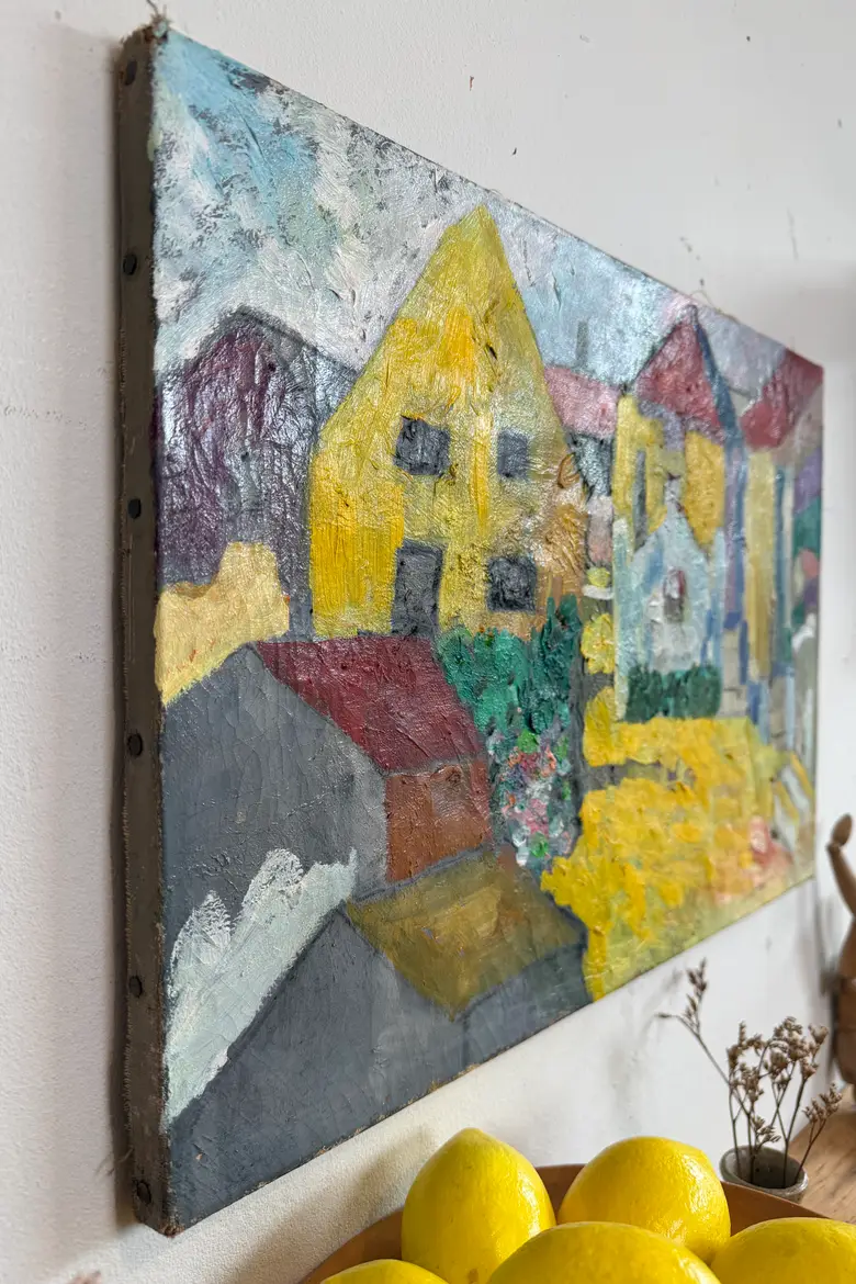 Tableau années 50 – village coloré — Tableau années 50 – village coloré