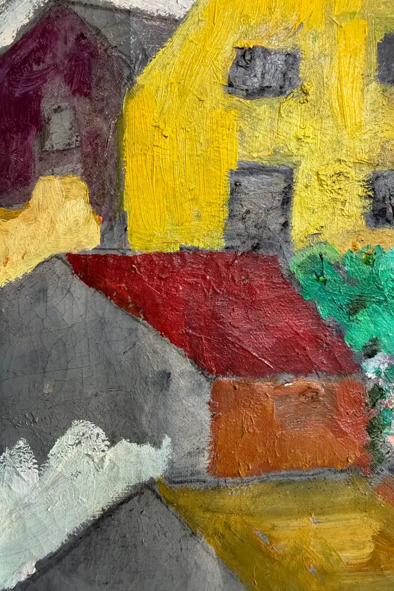 Tableau années 50 – village coloré — Tableau années 50 – village coloré