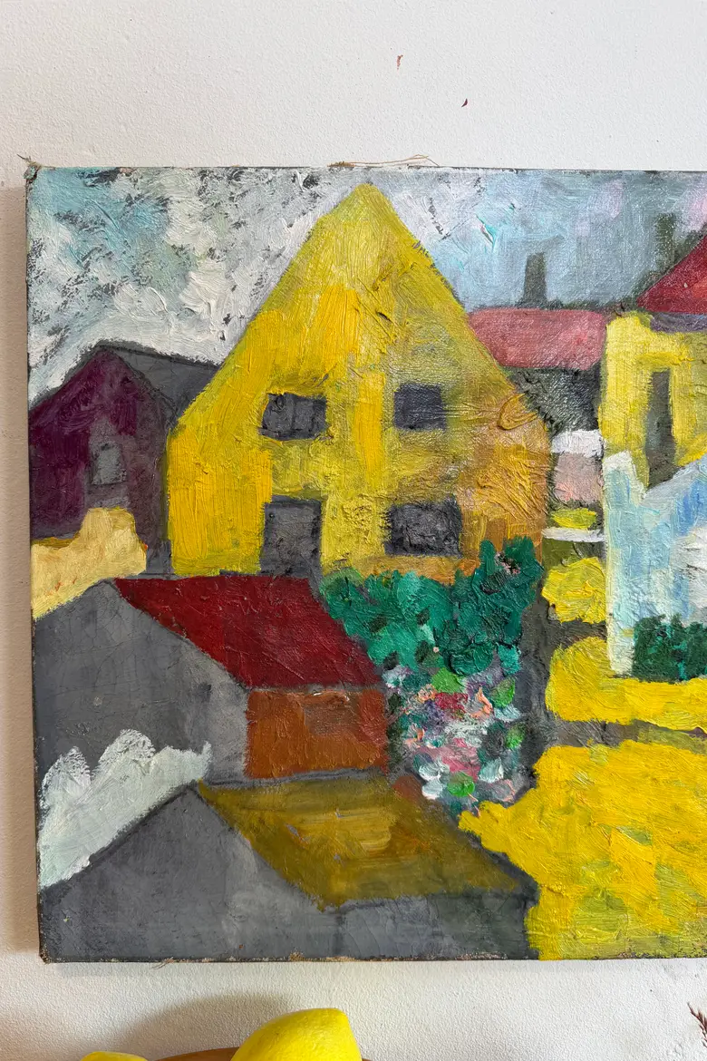 Tableau années 50 – village coloré — Tableau années 50 – village coloré