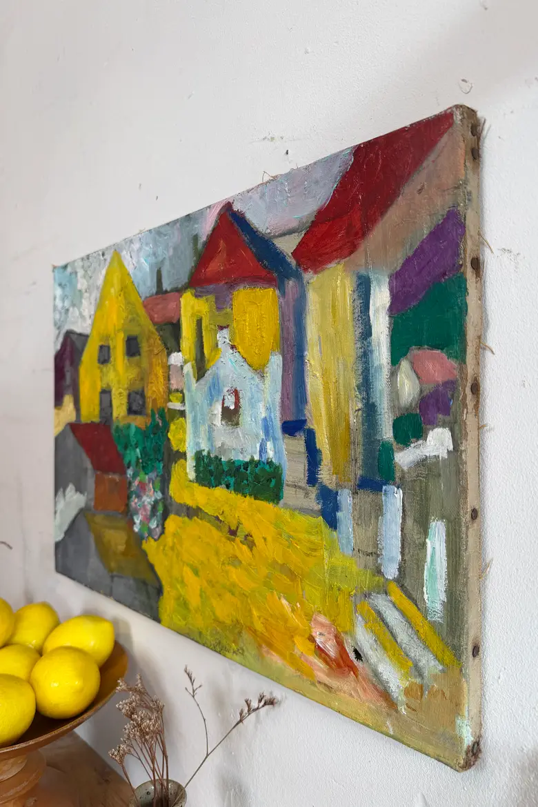 Tableau années 50 – village coloré — Tableau années 50 – village coloré