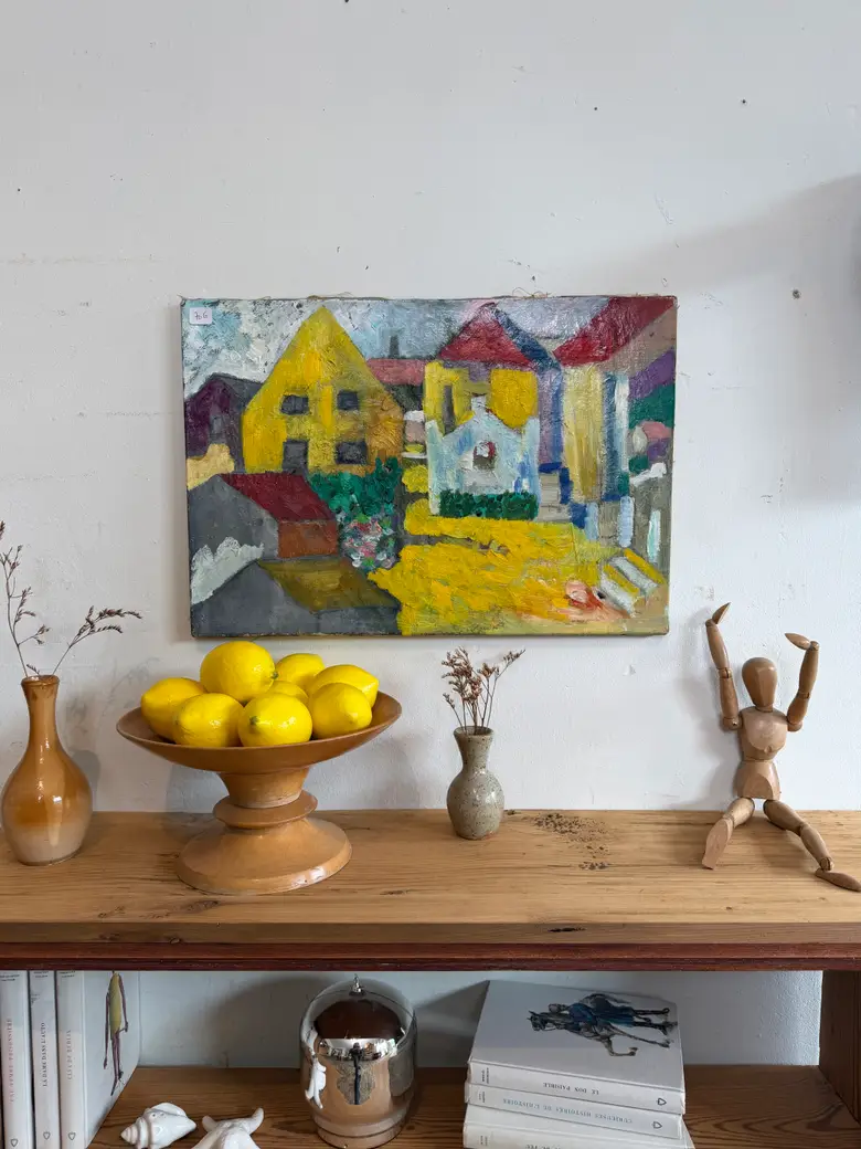 Tableau années 50 – village coloré — Tableau années 50 – village coloré