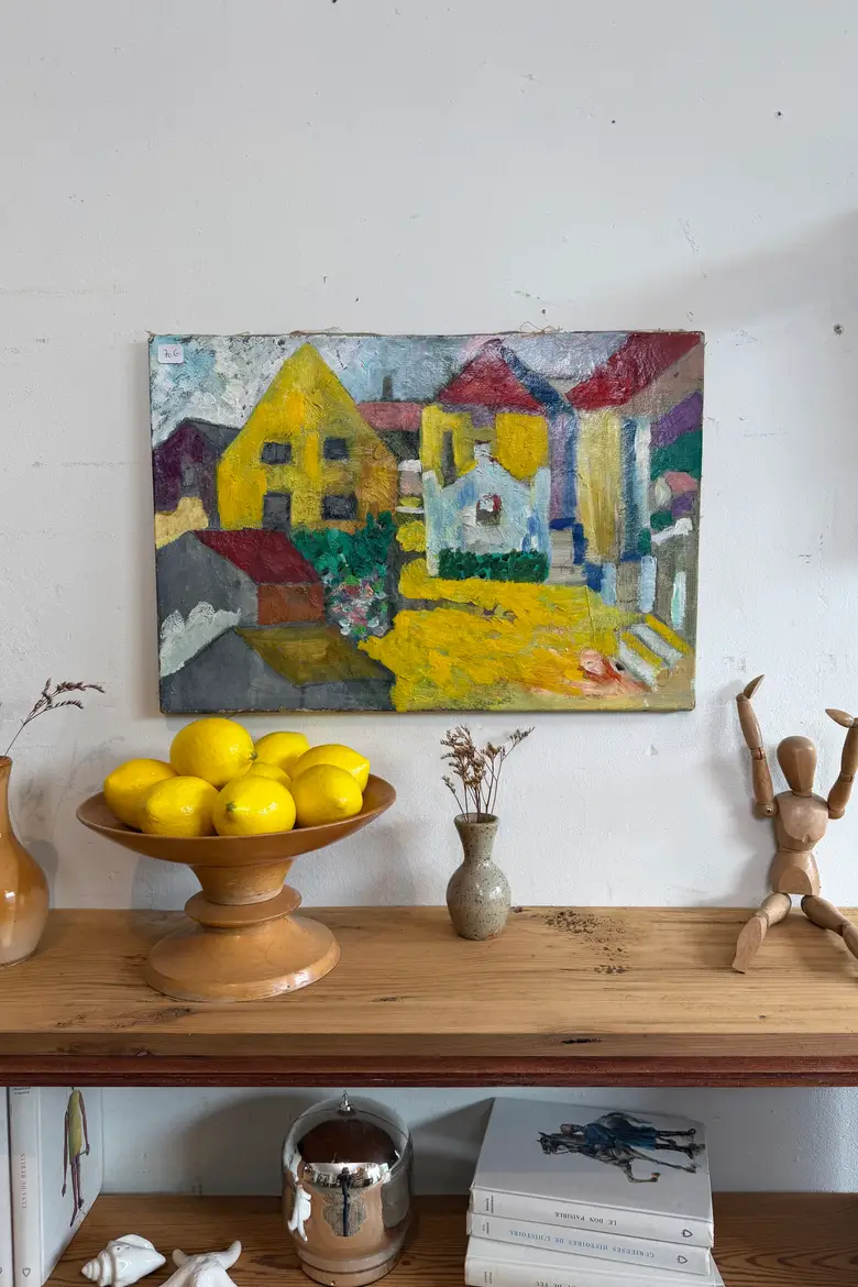 Tableau années 50 – village coloré — Tableau années 50 – village coloré