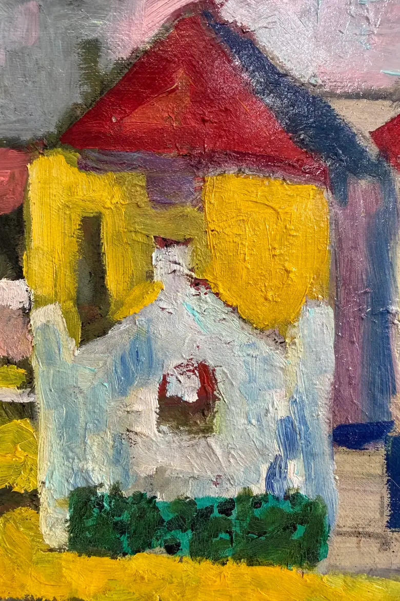 Tableau années 50 – village coloré — Tableau années 50 – village coloré