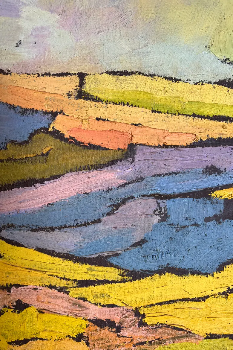 Tableau de paysage naïf années 70