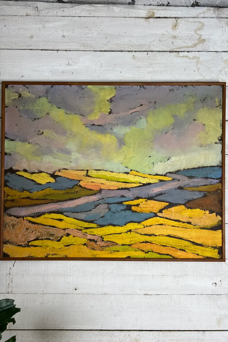 Tableau de paysage naïf années 70