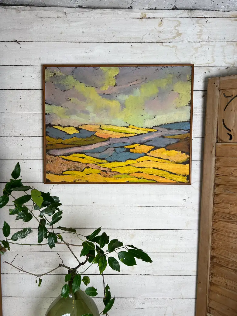 Tableau de paysage naïf années 70