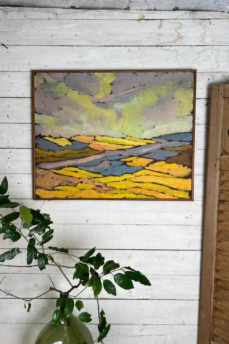 Tableau de paysage naïf années 70
