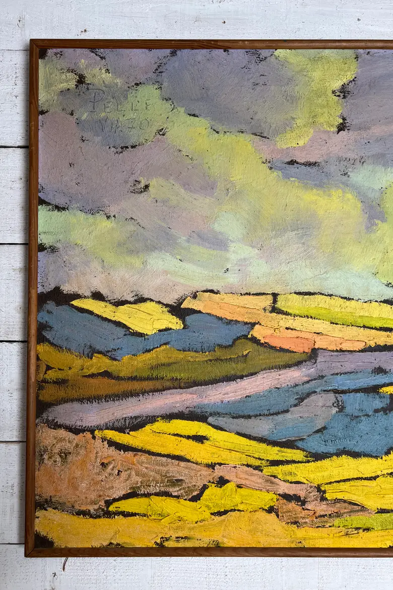 Tableau de paysage naïf années 70