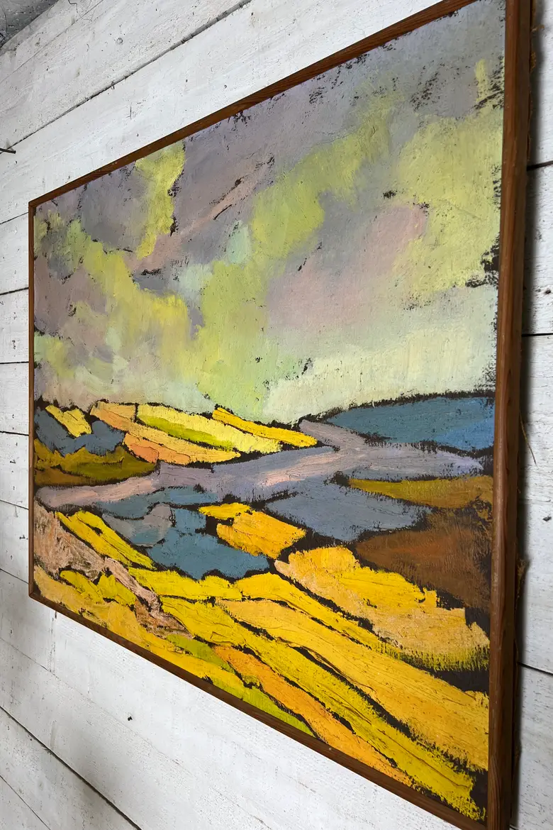 Tableau de paysage naïf années 70