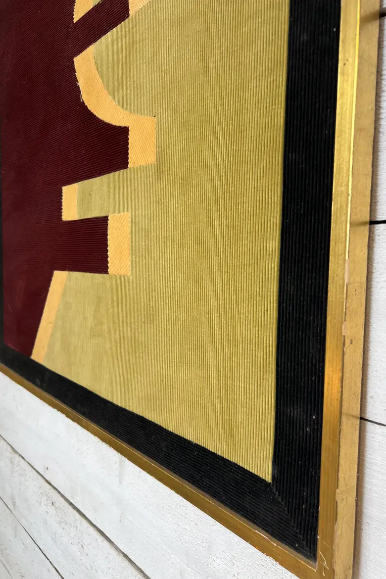Tableau géométrique en collage textile – Louis Stanbury, années 1970