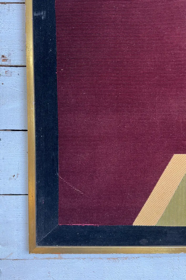 Tableau géométrique en collage textile – Louis Stanbury, années 1970