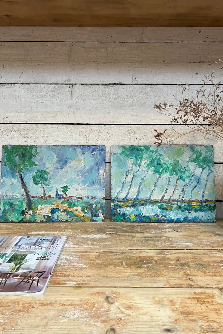 Tableaux aux paysages naïfs 1950